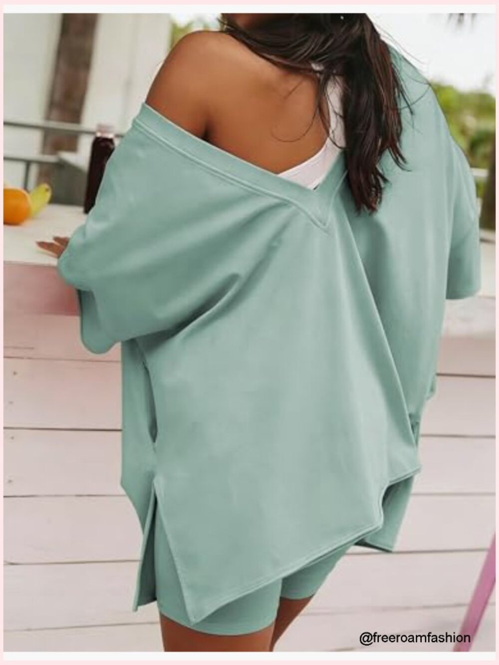 Two Piece Outfits Women Summer Oversized Workout T Shirts Biker Shorts Matching - Picture 7 of 7